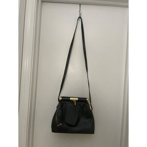 Stuart weitzman Black Lizard Embossed Leather Handbag with Gold Lock  Key
